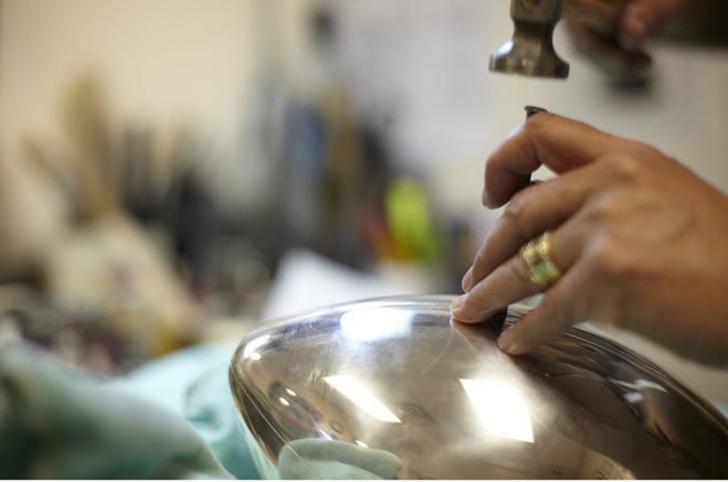 It takes about four months to make a Lombardi Trophy at Tiffany's workshop in Cumberland.