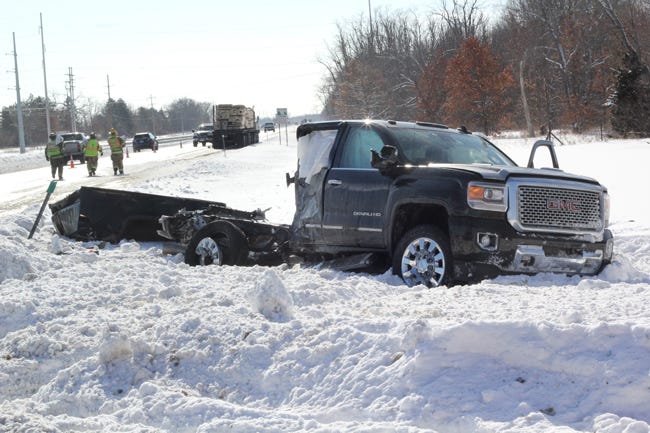 A pickup-truck driver was injured in a crash Thursday in Park Township.