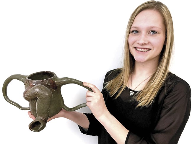 Inspired by an elephant, Sydney Strawser, a Sturgis High School student, created a pourable pot. Her piece is among artwork featured in a Michigan Art Education Association show at Open Door Gallery in Sturgis.