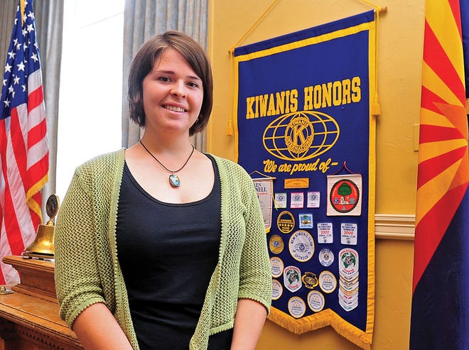 In this May 30, 2013, photo, Kayla Mueller is shown after speaking to a group in Prescott, Ariz. The parents of an American woman held by Islamic State militants say they have been notified of her death. Carl and Marsha Mueller, the parents of Kayla Jean Mueller, released a statement on Tuesday saying they have been told that she has died. The White House also issued a statement confirming her death.The Islamic State group said Friday that the 26-year-old Mueller from Prescott, Arizona, died in a Jordanian airstrike. (AP Photo/The Daily Courier, Matt Hinshaw)