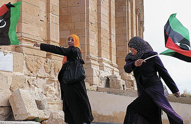 Women in the historic coastal town of Sabratha, Libya, celebrate the revolution's victory on March 6, 2012. Today, the town is known as an alleged stronghold for Islamic extremists. (Rebecca Murray/McClatchy DC/TNS)