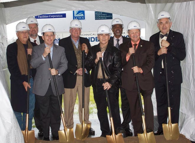 Legislators and Louisiana Community and Technical College System leaders and RPCC’s Chancellor Dr. Dale Doty break ground for a new Advanced Technology Center on Feb. 4.