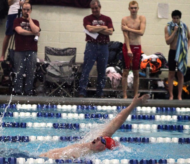 Pine Bush's Jake Borkowski won the 100 backstroke and 100 butterfly and was on two winning relay teams en route to winning Most Outstanding Swimmger honors at the Section 9 championships on Saturday. Will Montgomery/Times Herald-Record