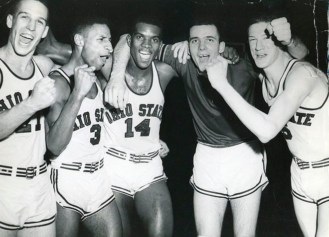 Buckeye great John Havlicek, right, was one of eight basketball luminaries inducted into the College Basketball Hall of Fame.