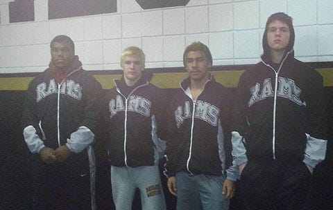 Four Havelock wrestlers will compete in the NCHSAA 3A state championships in Greensboro this weekend. They are, from left to right, Destin Flloyd (285), Tanner Johnson (126), Kevin Garay (152) and Justin Grabowski (145).