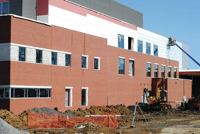 CHAD HUNTER • TIMES RECORD   A visual arts building under construction at the University of Arkansas at Fort Smith, seen Wednesday, Feb. 18, 2015, is expected to be ready for the fall semester, according to educators.