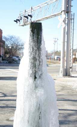 In an annual winter rite, a fountain downtown was frozen Friday in the record cold temps.