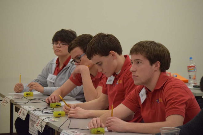 Students from Ascension Academy's blue team compete Saturday in the Pantex High School Science Bowl at West Texas A&M University in Canyon. The team won third place.