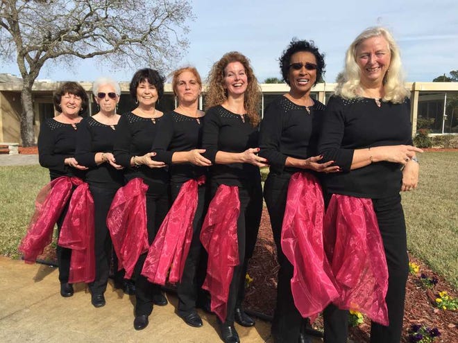 The St. Augustine Line Dance Club spreads smiles in local nursing homes, at car shows and during church events. Club members from left: Louise Perseo, Joyce Vikes, Ruth Sims, Nancy Wales, Renie Roach, Saundra Kenon and Jinny Quackenbush.
