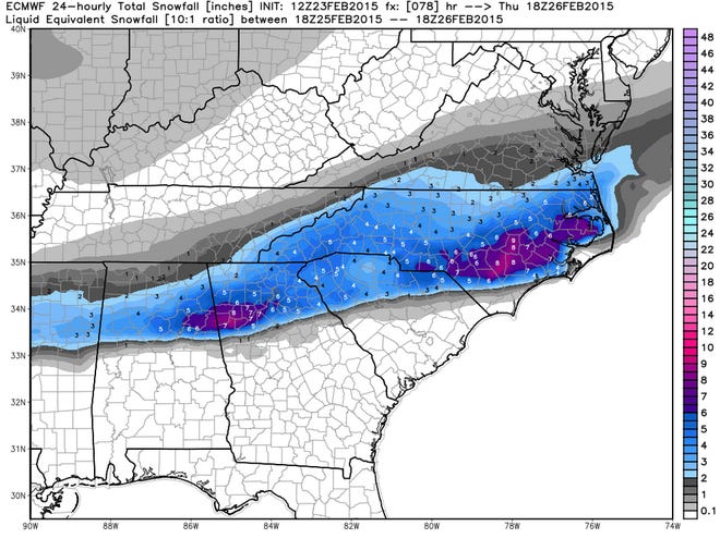 The WPC is leaning heavily on the Euro projections for Thursday