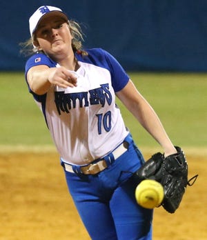 Belleview's Jamie Adams throws a pitch against North Marion during Tuesday's game at Belleview High School.