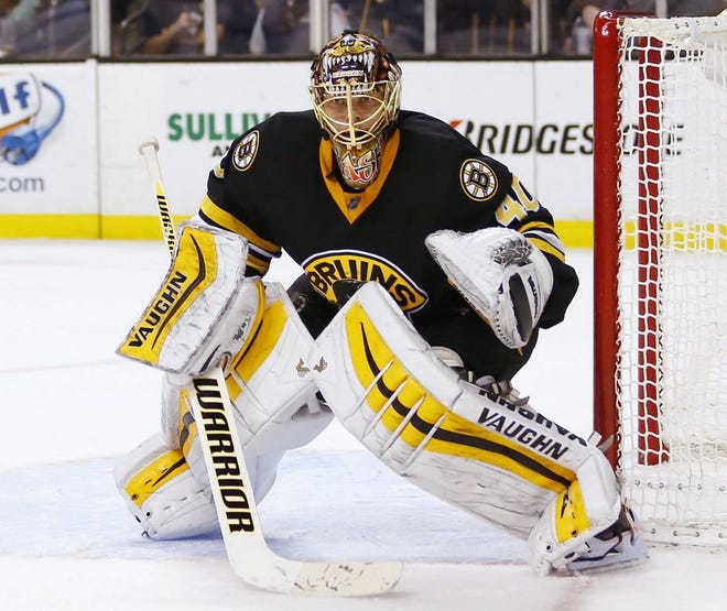 Tuukka Rask defends the Bruins net in a November game against Winnipeg.