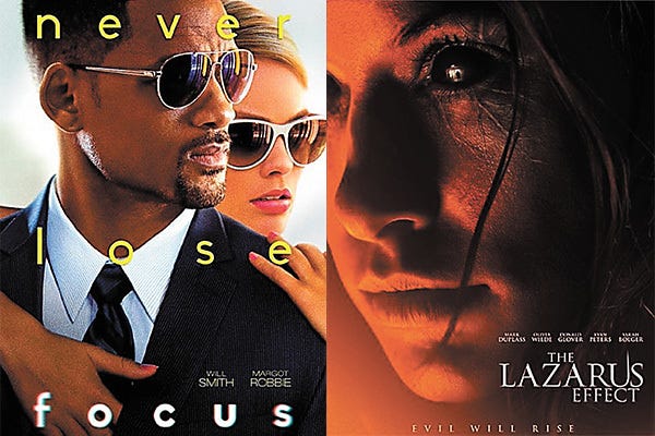 “Focus” and “The Lazarus Effect” will debut this week at Movies 8 in Bartlesville.