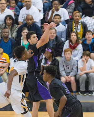 Dutchtown's Josh Crockett burnt St. Amant with seven 3-pointers. Photos by DKMoon Photography.