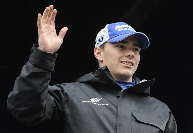 Brett Moffitt is introduced before the Folds of Honor Quicktrip 500 NASCAR Sprint Cup series auto race at Atlanta Motor Speedway on March 1 in Hampton, Ga. AP Photo/John Amis