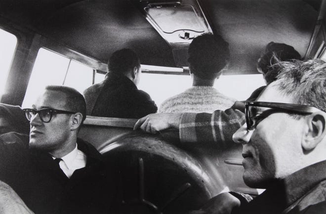 Bob Peters (left) travels to Selma to join the march for black voting rights in March 1965. (James Barker)