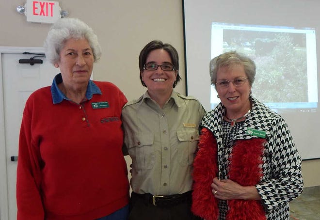 Courtesy of Gloria Shearin Theresa Thom with U. S. Fish and Wildlife Service (center) with Richmond Hill Garden Club members Joan Spellman (left) and Delores Derrick.