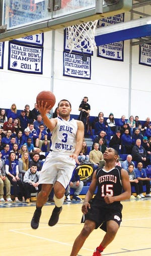 Jamie Gonzalez goes up for a layup for Leominster in the quarterfinals vs. Westfield.