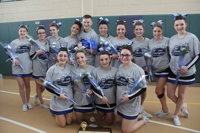 Members of the Fairhaven High School cheerleading team pose for the camera after winning the Co-Ed Small state championship on Sunday. PHOTO COURTESY OF JESSICA MATTOS