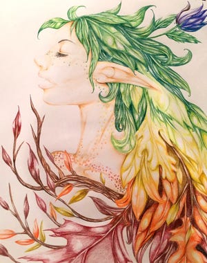 Forest Elf, by Apponequet's Olivia Gilliland, and many other works created by local high school students are on display this month at the Great Ponds Gallery at the Lakeville Public Library. Submitted photo
