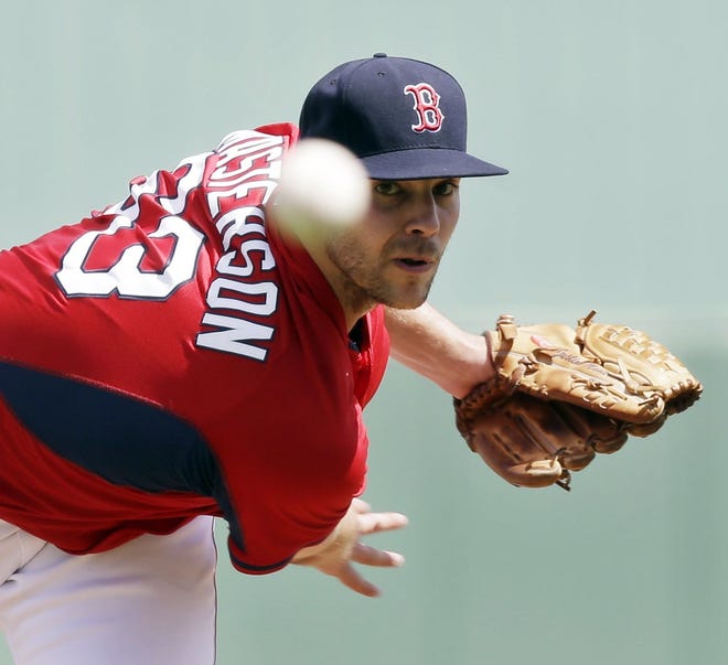 Red Sox starting pitcher Justin Masterson hurled three perfect inning in Tuesday's 5-1 win over the Rays in Fort Myers Fla.
