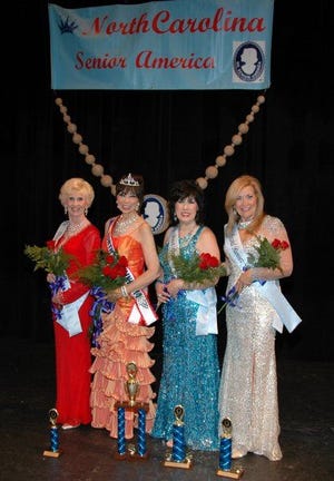 The top four contestants at the 2014 Ms. North Carolina Senior America Pageant, from left: Joyce Ledbetter (third runner-up), Ms. N.C. Senior America Flora Jane Moorman, Debbie Lewis of Fayetteville (first runner-up) and Patti Meese (second runner-up).