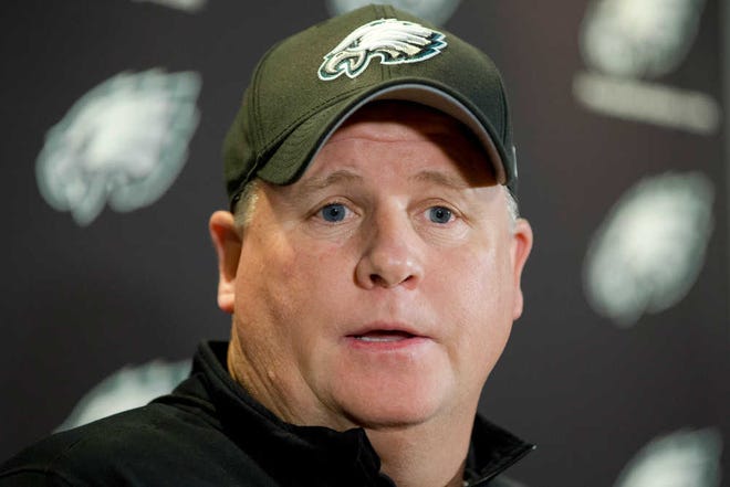 FILE - In this May 29, 2014, file photo, Philadelphia Eagles' head coach Chip Kelly speaks during a news conference before an NFL football organized team activity in Philadelphia. Kelly broke his offseason silence Wednesday, March 11, 2015, after a turbulent week in which the Philadelphia Eagles traded two-time All-Pro running back LeSean McCoy and quarterback Nick Foles, while letting Pro Bowl wide receiver Jeremy Maclin leave in free agency. (AP Photo/Matt Rourke, File)