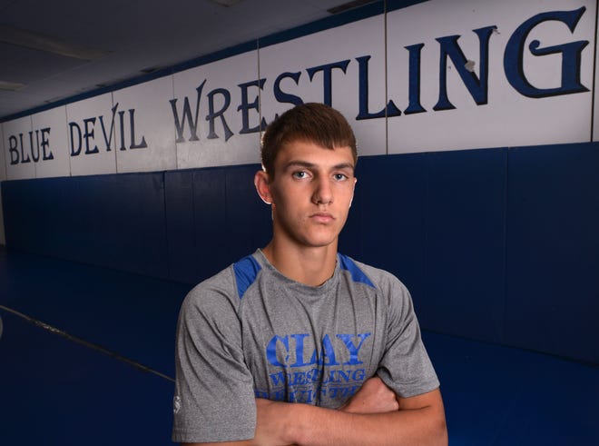 Adam Breindel was photographed in the wrestling room at Clay High in Green Cove Springs on Tuesday April 8, 2014. Breindel won his second consecutive state title Saturday.