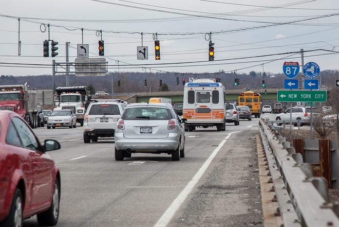 The proposed reconfiguration of Route 17's Exit 131 includes a loop off Route 32’s southbound lanes opposite Woodbury Common Premium Outlets that would eliminate left-hand turns across traffic to reach the Thruway. Times Herald-Record file photo