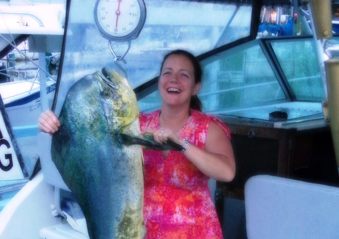 Kristy Hendricks, of Port Orange, caught a 27-pound dolphin aboard the REELSPORT II on Sunday. It was the largest of four dolphin caught on the outing.

Provided by Capt. Dave Tanges