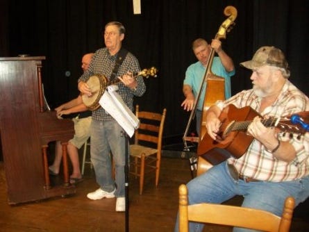 Allen Rogers, J. Max McKee, Perry Huskey and Darrell Simonds are the musicians for Cherryville Little Theatre’s ‘Smoke on the Mountain.’