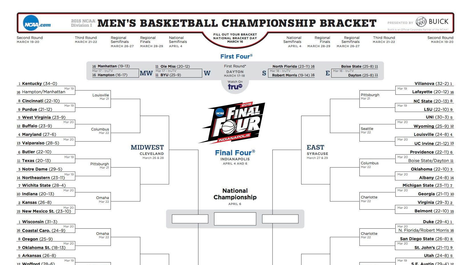 download a printable ncaa tournament bracket here