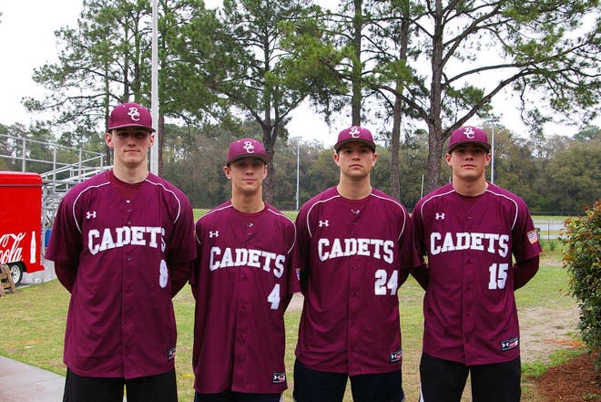 Dennis Knight/Savannah Morning NewsBenedictine, the defending Class AA baseball champion, has one of the top pitching staffs in the state. From left, Al Pesto, Trey Tatum, Chipper Wiley and Stevie Powers.