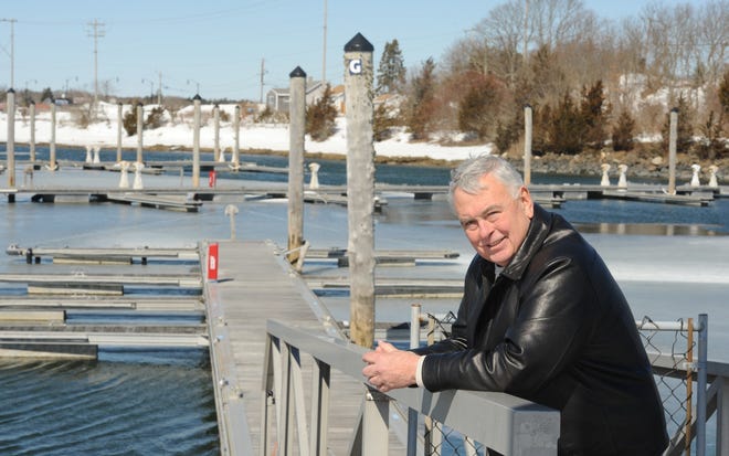 Bourne Selectman Don Pickard visits the Taylor Point Marina in Buzzards Bay. He and Selectman Stephen Mealy have discussed the possible sale of the marina to stave off tax overrides. Merrily Cassidy/Cape Cod Times