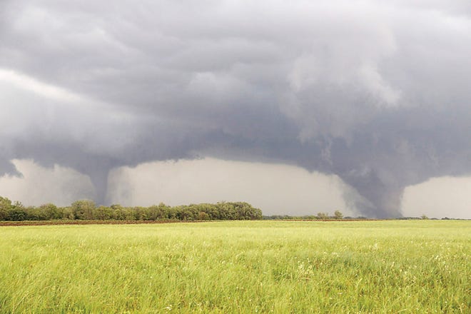 Two tornados approach Pilger, Neb., on June 16. The twin tornadoes wreaked havoc in Pilger, killing two and injuring 20.