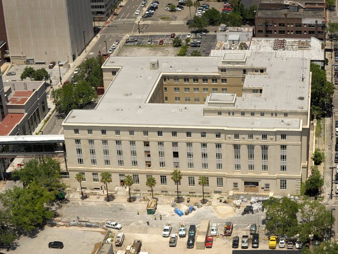 This high angle view shows the old Federal Courthouse Building as it was undergoing renovation on May 16, 2014. The State Attorney's Office will have its official first day in the renovated building on Monday.