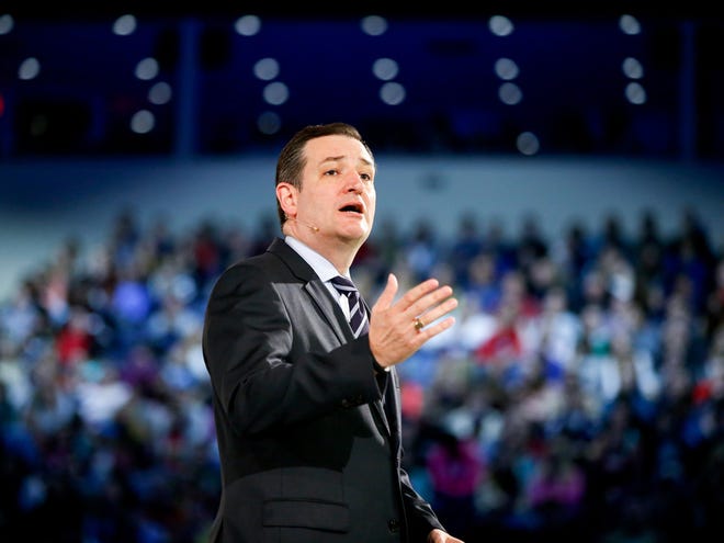 Sen. Ted Cruz, R-Texas, speaks at Liberty University in Lynchburg, Va., Monday to announce his campaign for president.