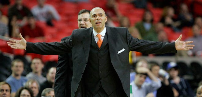 In this 2009 file photo, then-Virginia coach Dave Leitao complains to officials in a game against Boston College. Leitao on Sunday was named new coach at DePaul, a post he held prior to coaching Virginia.