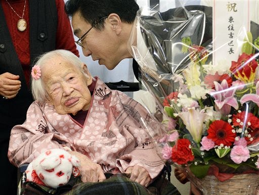 The world's oldest person, a Japanese woman, died Wednesday, a few weeks after celebrating her 117th birthday.