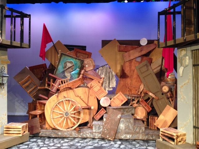 The barricade we put together for  "Les Miz" was a work of art ...