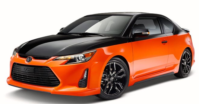 Scion’s tC looks like a sports coupe but is an inexpensive three-door liftback with independent suspension and disk brakes all around, and a choice of manual or rev-matching automatic transmissions. This special-edition Release 9.0 tC, in Magma Orange & Sleek Black, is limited to 2,000 units. Toyota photos