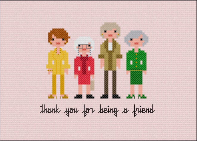 This photo provided by Wee Little Stitches shows The Golden Girls. "I think my favorite design is the Golden Girls pattern. I have such fond memories of watching the show with my Grandmother when I was a child. We used to laugh and laugh," says the founder of Wee Little Stiches, Jacqueline Gable. Wee Little Stitches designs are available at: Weelittlestitches.etsy.com. (AP Photo/Wee Little Stitches)