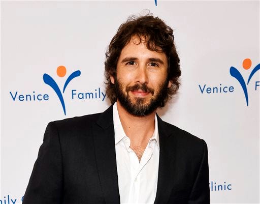 In this March 9, 2015, file photo, singer Josh Groban attends the 2015 Silver Circle Gala in Beverly Hills, Calif. Groban has been selected to sing the national anthem at the annual Kentucky Derby, to be held May 2, 2015, at the Churchill Downs racetrack in Louisville, Ky. (Photo by Chris Pizzello/Invision/AP, File)