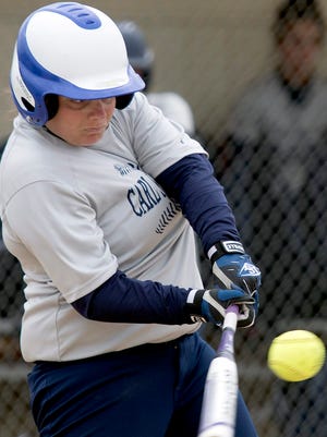 Carl Sandburg CollegeþÄôs Katie Williams swings at a pitch during the ChargersþÄô 9-0 loss to Sauk Valley College on Monday at the Hungate Athletic Complex. STEVE DAVIS/The Register-Mail