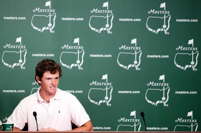 Amateur Matias Dominguez speaks at a news conference during the first practice round at Augusta National Golf Club on Monday.