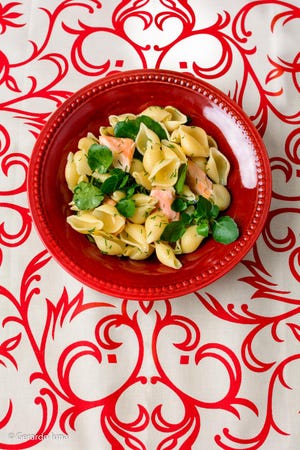 Poached Salmon and Pasta Shells