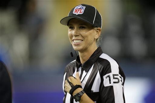 WHO'S BLAZING TRAIL IN NFL: Sarah Thomas, who in 2007 became the first woman to officiate college games, has been hired as the pro league's first full-time female game official.