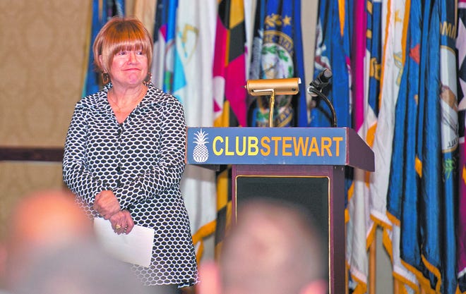 Melinda Stein, of Savannah, spoke Wednesday at Fort Stewart during the Army post's Holocaust Days of Remeberance observation. Both of Stein's parents lived in Poland during Hitler's occupation of Europe. Her grandparents were all killed in Nazi camps, but her parents survived and eventually moved to the United States.
