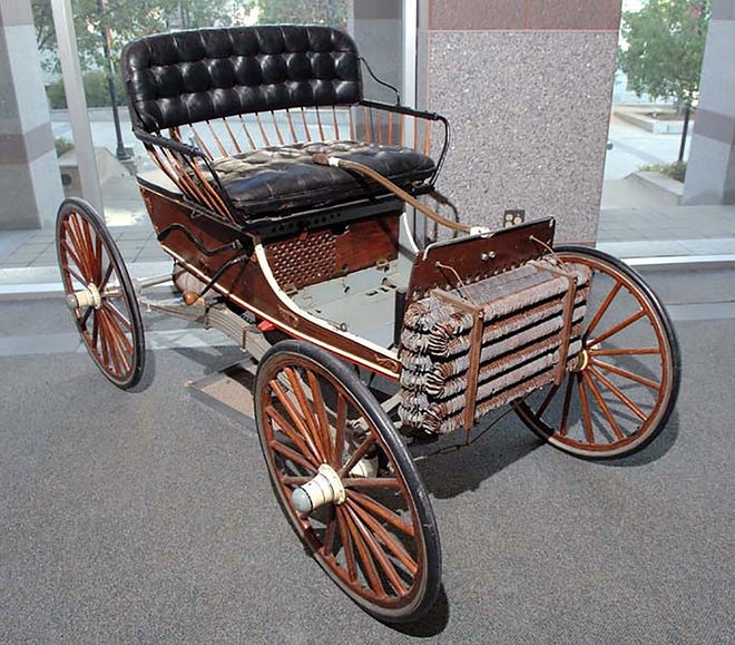 Gilbert Waters’ 1903 Buggymobile, which he converted from a buggy he and his father’s company made, resides on permanent display at the North Carolina Museum of History in Raleigh, but Waters’ grandchildren would like to see it returned to New Bern.