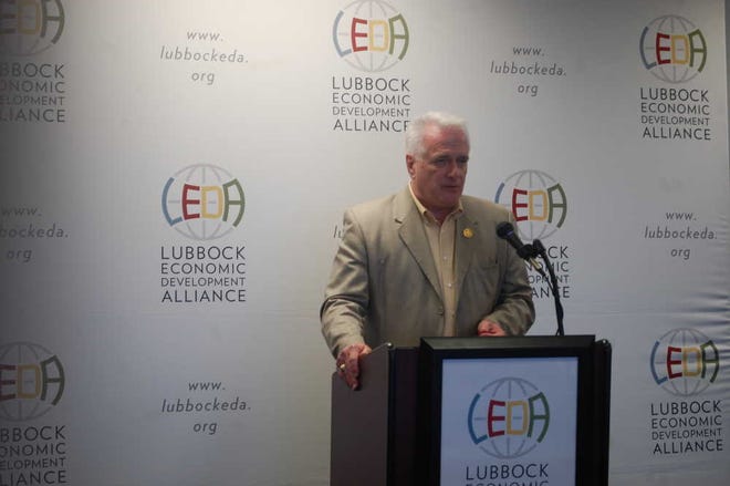 Jim Gerlt, Lubbock mayor pro tem, said new jobs are welcomed to Lubbock during a news conference Wednesday where AT&T announced the addtition of 200 new jobs at its North Lubbock facility.